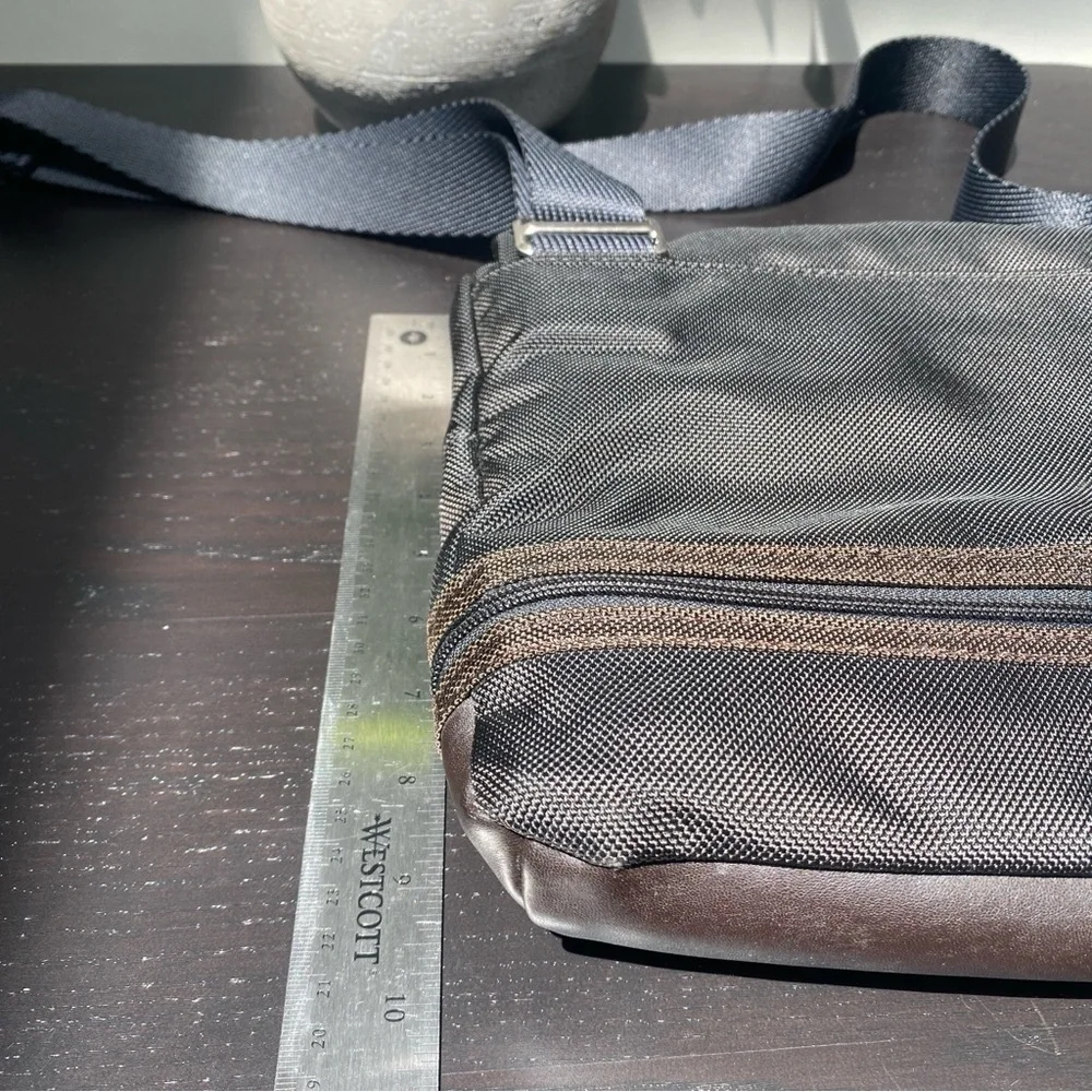Tumi Glenview Expandable Crossbody Black and Dark Brown Messenger Bag